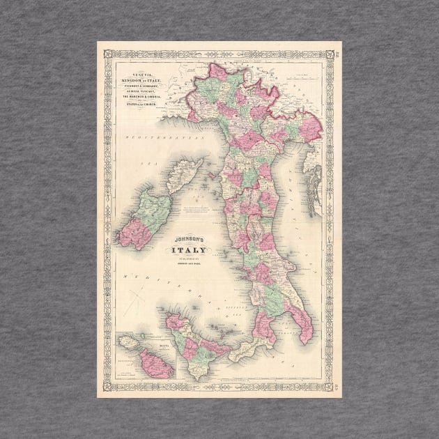 Vintage Map of Italy (1864) by Bravuramedia